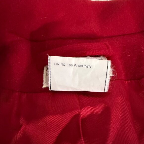 Vintage Morton Bernard Harve Women's Red Wool Trench Coat Black Size 4P FLAWS - Picture 8 of 12
